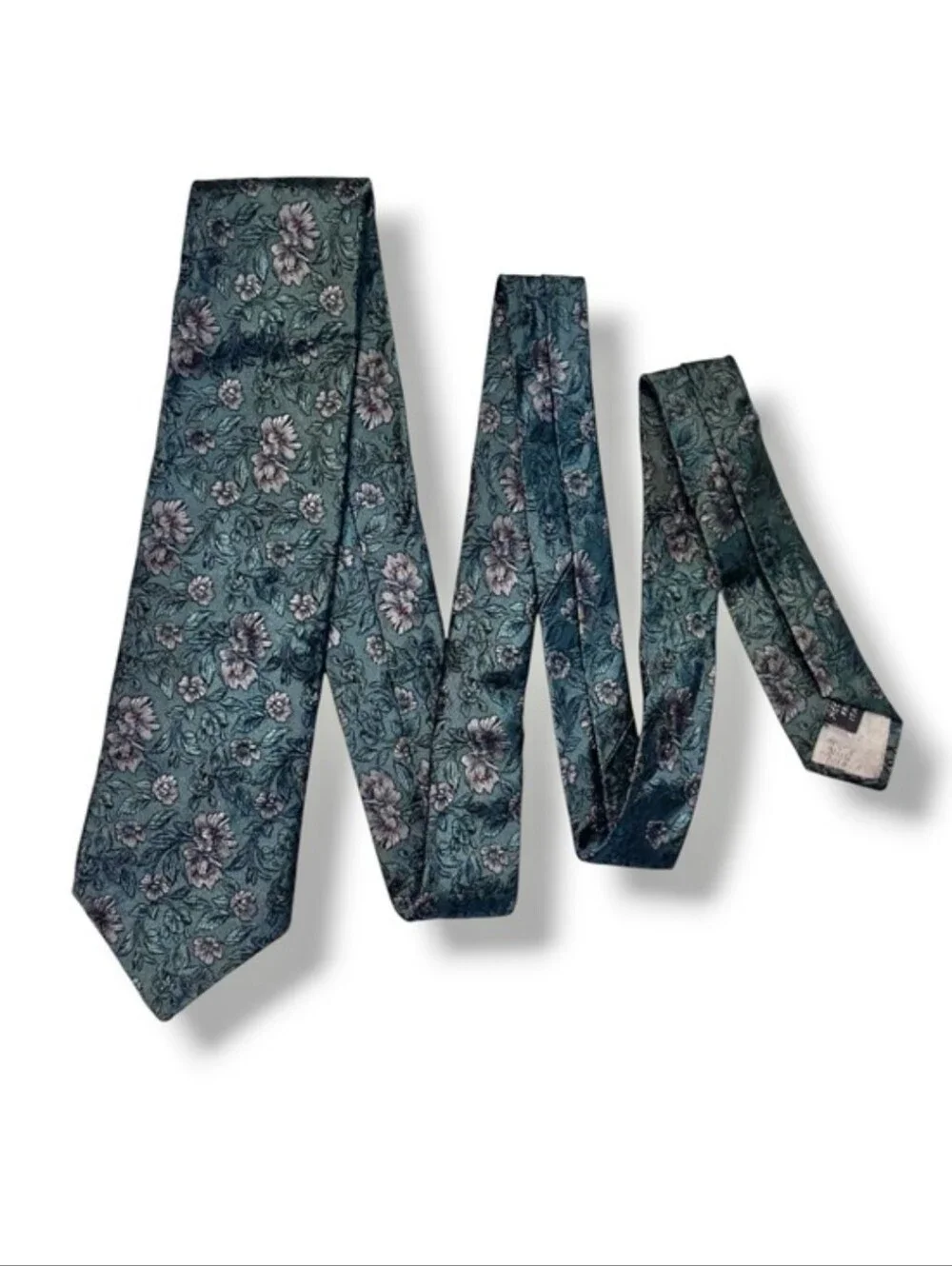 GIVENCHY Green Floral Woven Silk Tie VINTAGE